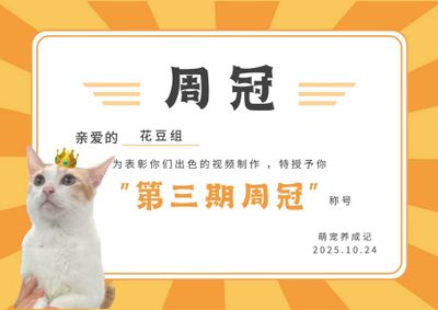 萌宠养成记 | 第三周双冠闪亮出炉！